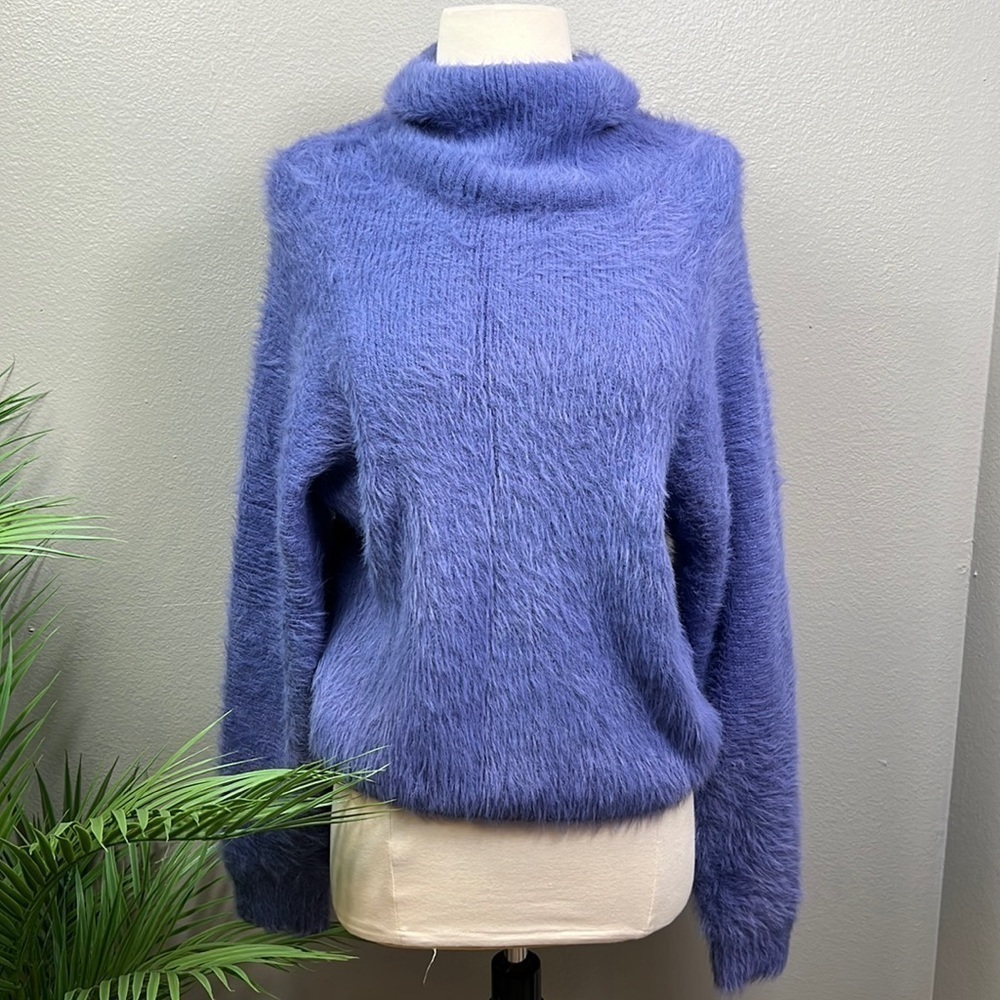 Moussy Lavender Sweater Soft Fuzzy Turtleneck Size Free